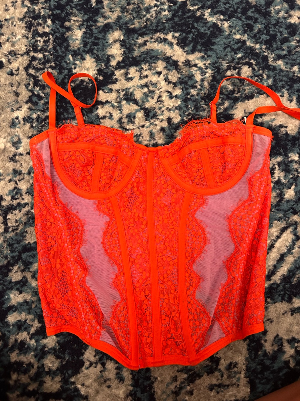 Bright orange and pink corset top